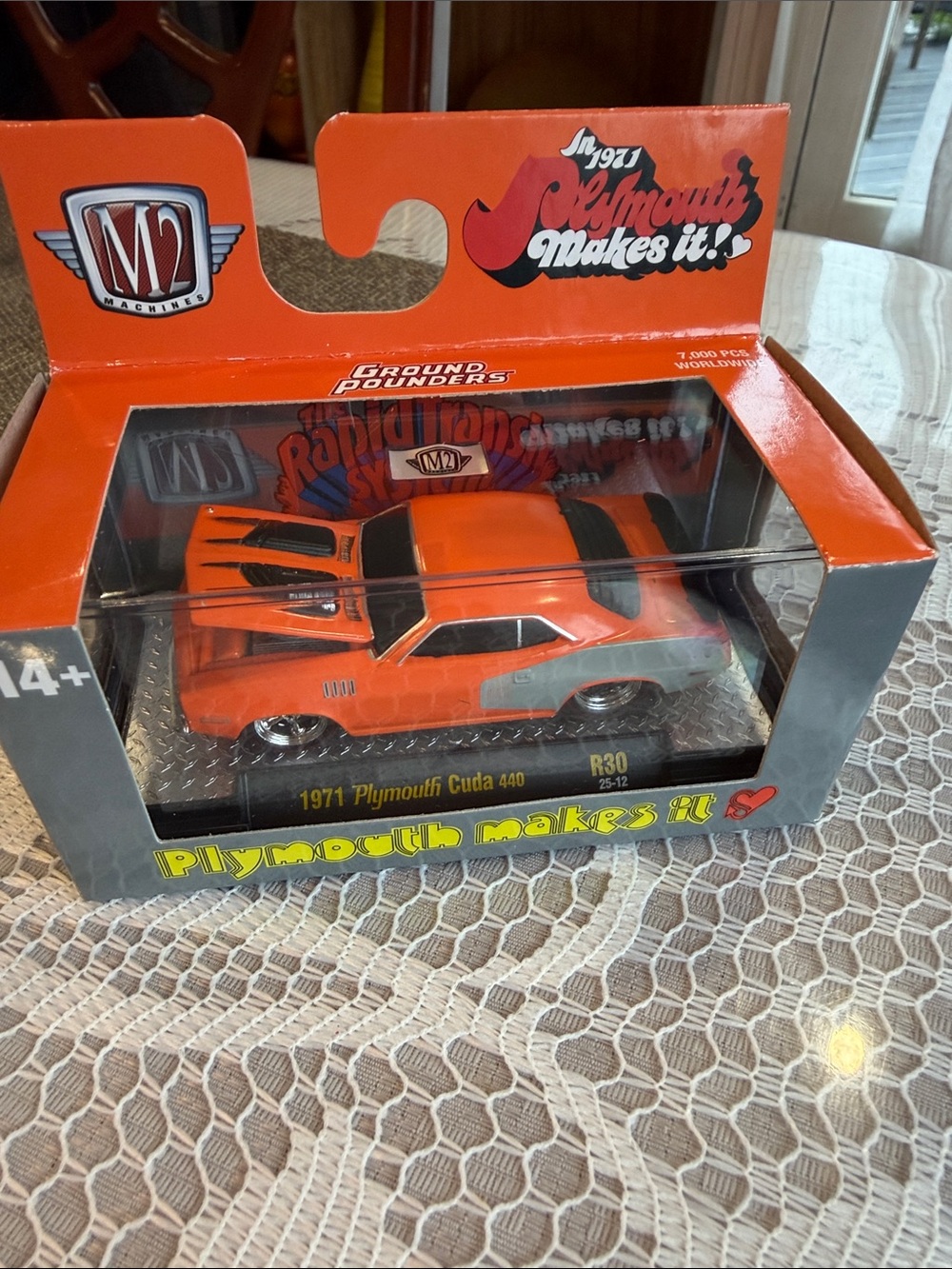 Machine Orange & Black 1971 Plymouth Cuda 440 Die-Cast Toy Car